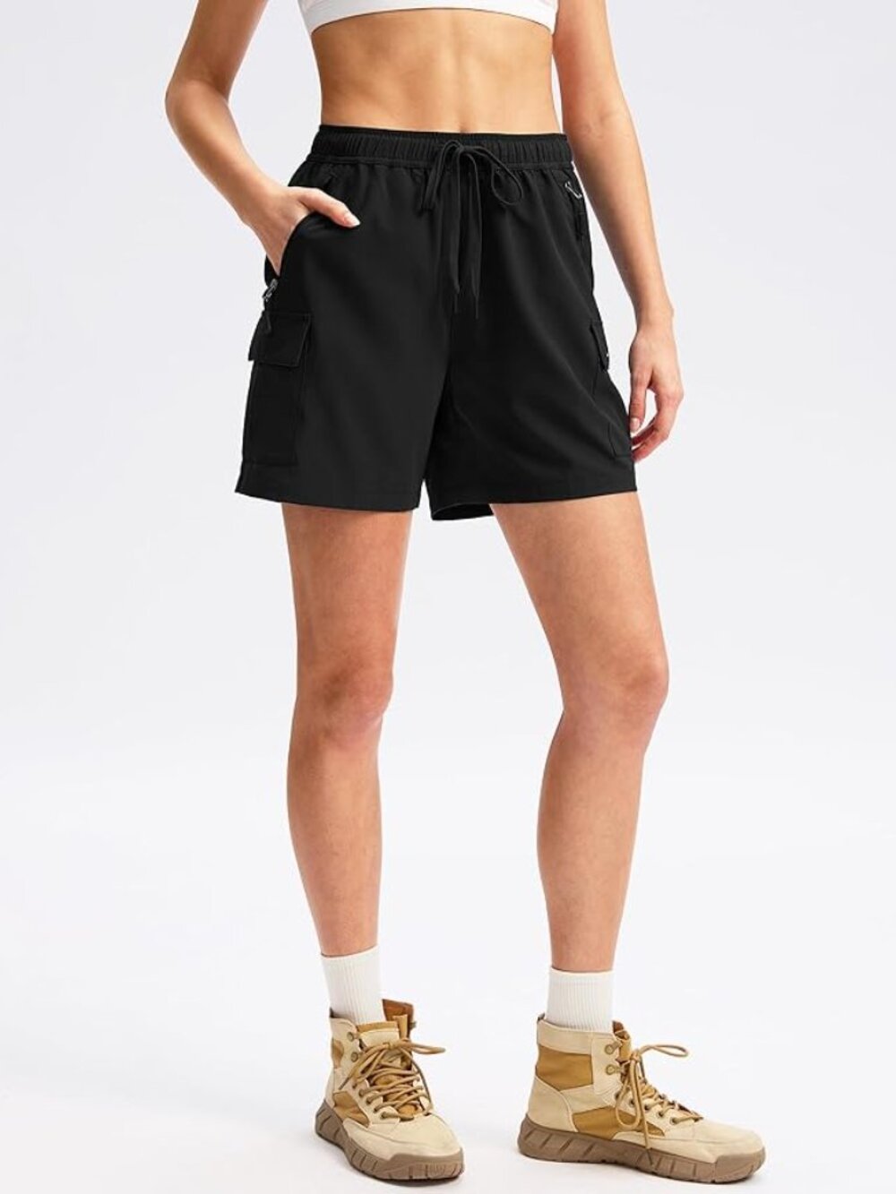 SANTINY Women’s Hiking 5" Shorts in Black NWT